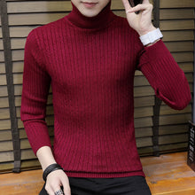 Load image into Gallery viewer, Streetwear Turtleneck Men Sweaters Autumn Winter Warm Turtle Neck Vintage Braided Knitted Slim Fit Pullover Mens Top Jumpers 3XL